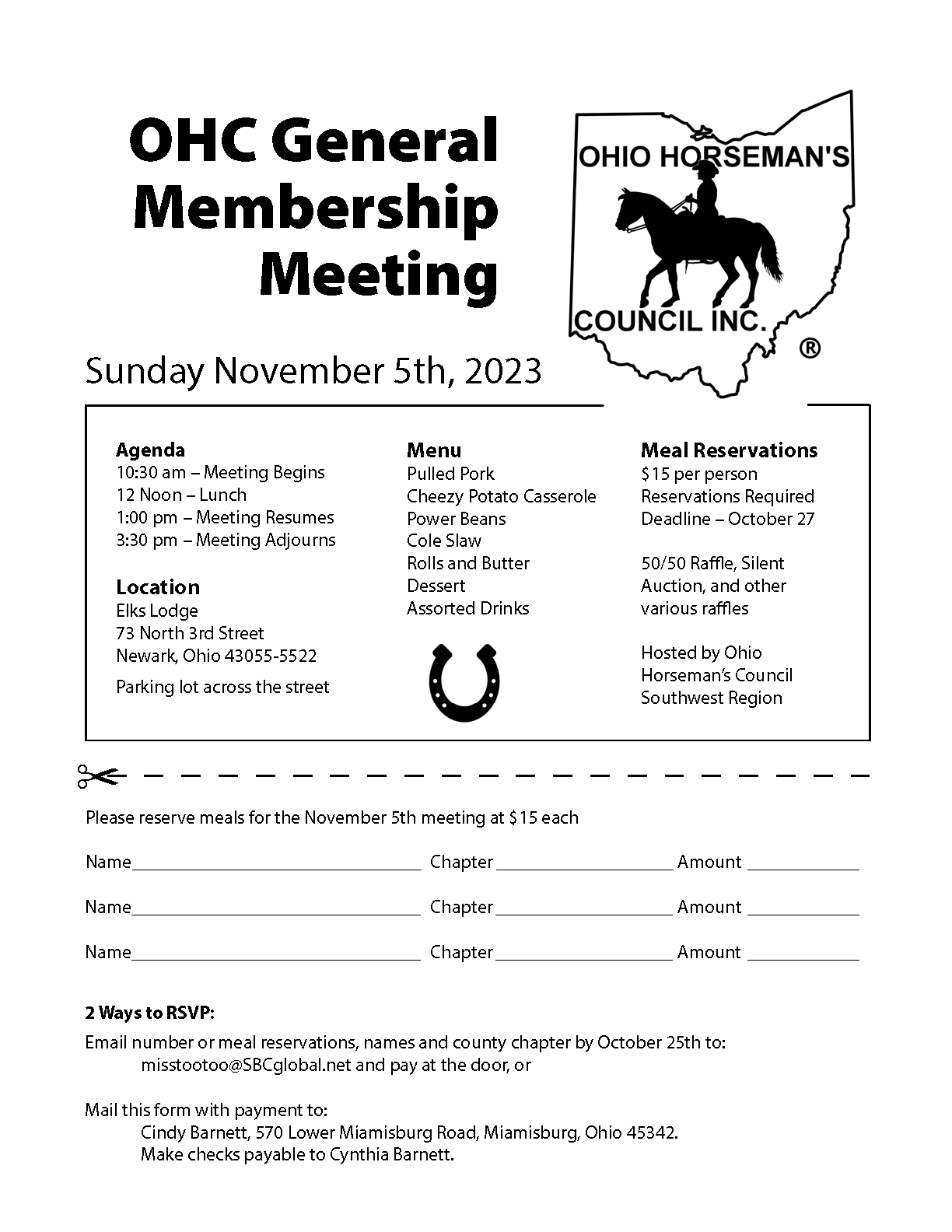 General Membership Meeting is Scheduled for Sunday, November 5th
